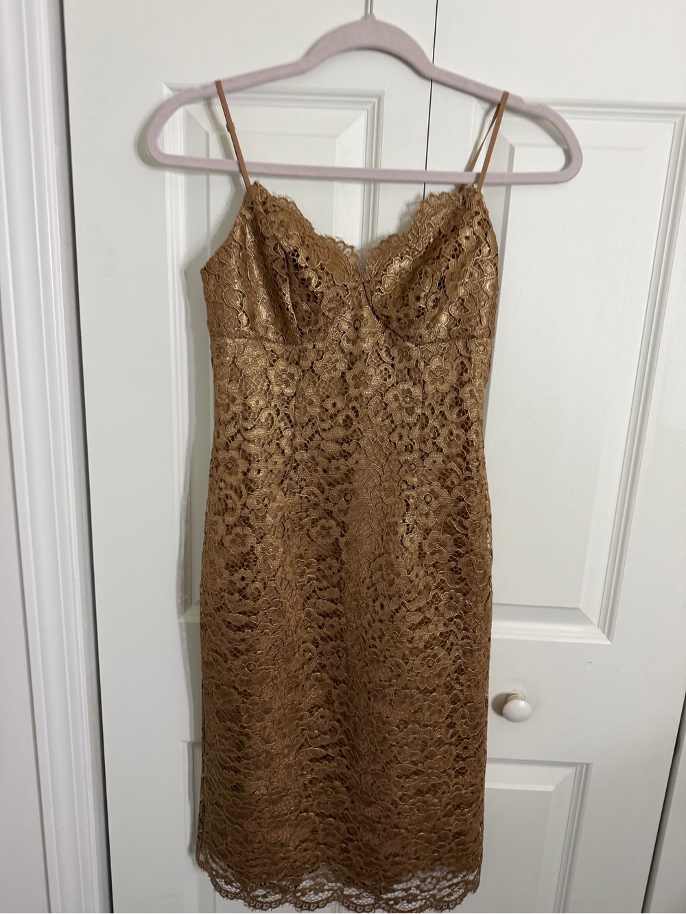 Express Caramel Lace Midi Slip Dress